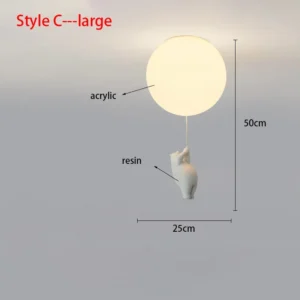 Lustre Infantil Moderno de Acrílico em Forma de Urso - Iluminação Decorativa - Modelo C Grande