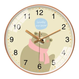 Relógio de Parede Infantil com Design de Animais - Silencioso e Colorido - MARROM