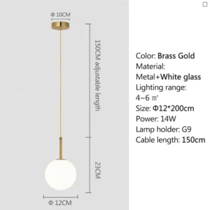 Luminária Pendente Moderna de LED com Bola de Vidro Branca e Cinza Fumê