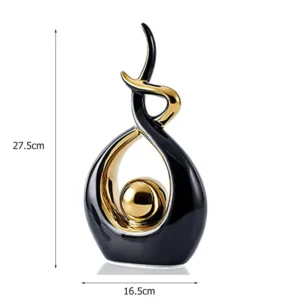 Escultura de Cerâmica Abstrata Dourada para Decoração Moderna - Preto Pequeno