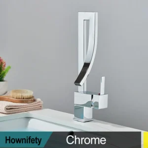 Torneira Misturadora Dourada para Banheiro com Rotação 360°