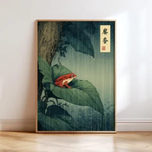 Pôster Decorativo de Sapo Japonês em Tela - Estilo Vintage