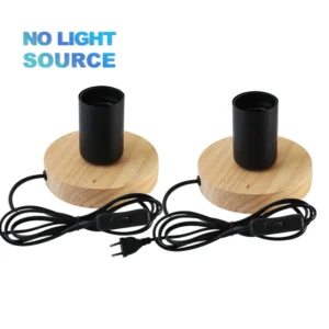 Candeeiro de Mesa Retro em Madeira - 2 Peças E27 para Decoração - 2 Peças Modelo A