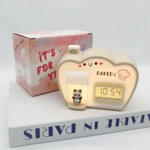 Despertador Criativo em Formato de Cabana com Luz Noturna Colorida - Amarelo