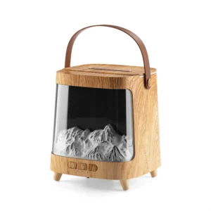 Difusor de Aromaterapia Aurora RGB Ultrassônico com Controle Remoto - Madeira Clara