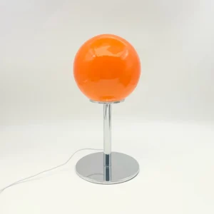 Candeeiro de Mesa Moderno e Minimalista com Bola de Vidro - Laranja