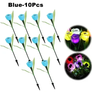 Lâmpada Solar Tulipa para Jardim - Decoração Externa LED - Azul-10PCS