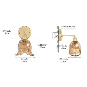 Arandela Floral Moderna em Vidro para Quarto e Estudo - Modelo B Âmbar