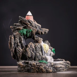 Queimador de Incenso em Resina Dragão com Efeito Cachoeira