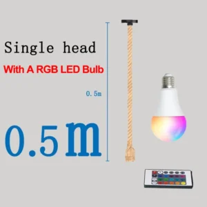 Lustre Pendente Vintage de Corda de Cânhamo E27 para Iluminação Interna - Modelo C