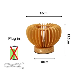 Abajur Decorativo Nórdico de Mesa Dobrável em Madeira USB Recarregável - USB Plug in