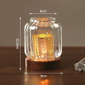 Castiçal Vintage de Madeira com Tampa de Vidro para Decoração - Rede Antichama C