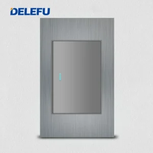 Painel de Alumínio Escovado Cinza para Tomada de Parede 10A 20A - 1gang 2vias, Universal