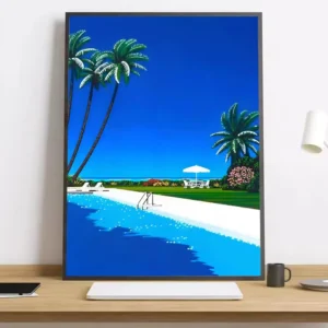 Pôster Vaporwave Japão Praia - Decoração Estética para Ambientes