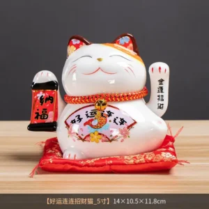 Lâmpada de Cerâmica Gato da Sorte - Decoração Moderna para Casa - Modelo B