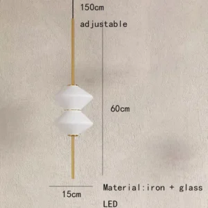 Luminária Pendente LED Moderna de Vidro Branco com Fio Dourado e Preto