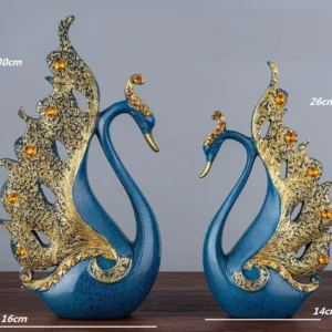 Estatuetas de Cisne Dourado - Decoração Elegante para Casamento - AZUL MARINHO