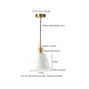 Luminária Pendente Vintage em Cerâmica com LED para Sala e Jantar