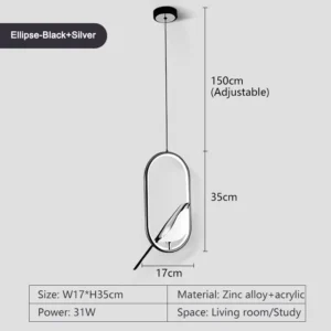 Luminária Pendente LED Rotativa para Quarto - Ouro e Prata