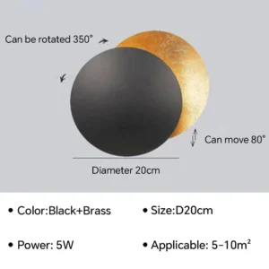 Luminária de Parede LED Moderna Eclipse Solar Total para Decoração