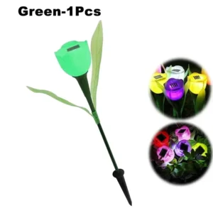 Lâmpada Solar Tulipa para Jardim - Decoração Externa LED - Verde-1PC