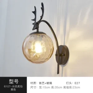 Arandela Moderna de Parede em Metal e Vidro para Decoração - Preto C