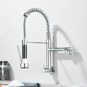 Torneira de Cozinha Preto Fosco com Bico Duplo e Rotação 360° - Torneira Cromada