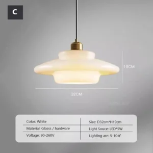 Luminária Pendente Decorativa de Vidro Creme LED E27 para Cozinha e Jantar