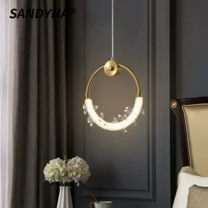 Lustre de Cristal Moderno Circular para Sala e Quarto - Sandyha