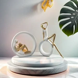 Estátua de Menina Yoga e Leitura em Resina para Decoração