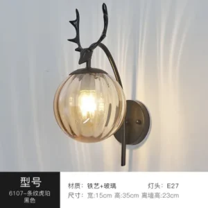 Arandela Moderna de Parede em Metal e Vidro para Decoração - Preto E