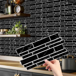 Adesivos de Parede Decorativos de Mármore Falso para Cozinha e Banheiro - Cor 2, 24 peças