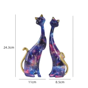 Estátua Abstrata de Gato em Resina para Decoração de Ambientes - 2 Peças-200006156