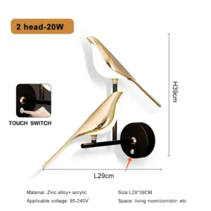 Lâmpada de Parede Dourada em Estilo Nórdico para Sala e Quarto