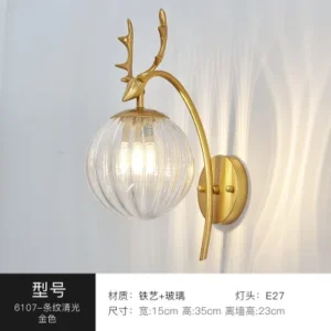 Arandela Moderna de Parede em Metal e Vidro para Decoração - Dourado D