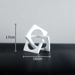Estátua Abstrata Geométrica Dourada para Decoração de Mesa - Branco-P
