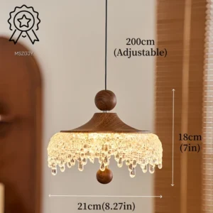 Lustre Minimalista em Madeira para Sala de Estar e Jantar