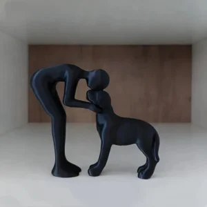 Estatueta Abstrata Interativa de Humanos e Animais para Decoração - PRETO