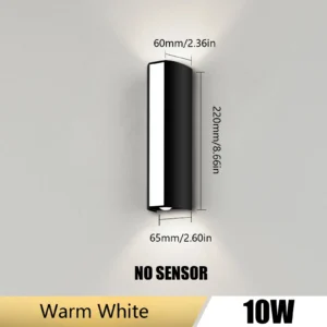 Lâmpada de Parede LED 10W à Prova d'Água para Banheiro e Varanda - 10W, Sem Sensor