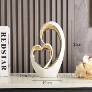 Escultura Minimalista em Forma de Coração para Decoração de Mesa - Coração C