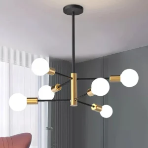 Lustre Sputnik Moderno Preto com 4, 6 ou 8 Luzes para Teto