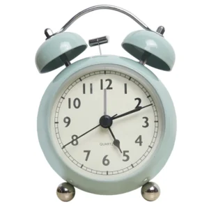 Relógio Despertador Retro de Metal com Luz de Fundo - Silencioso e Moderno - Green