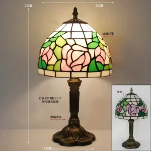 Candeeiro de Mesa Tiffany Retrô em Vidro Decorativo