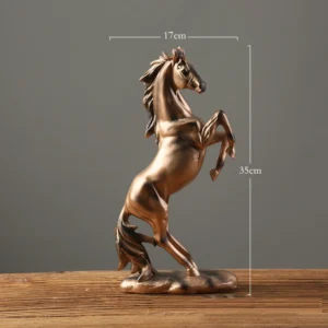 Escultura de Cavalo de Resina Estilo Europeu para Decoração - Dourado