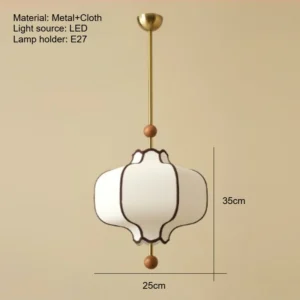 Luminária Pendente Retrô de Tecido com LED Circular para Sala e Jantar