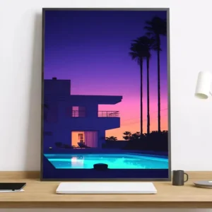 Pôster Vaporwave Japão Praia - Decoração Estética para Ambientes