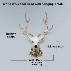 Cabide de Parede em Resina com Cabeça de Veado para Decoração Moderna - Pequeno