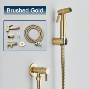 Torneira Bidê Pulverizador Fria Montada na Parede em Aço Inoxidável - Brushed Gold
