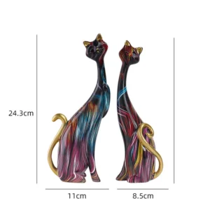 Estátua Abstrata de Gato em Resina para Decoração de Ambientes - 2 Peças-200004889