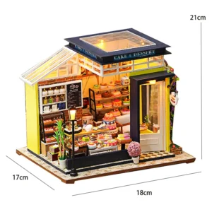 Casa de Boneca em Miniatura de Madeira com Iluminação - DIY - K-059-A sem capa